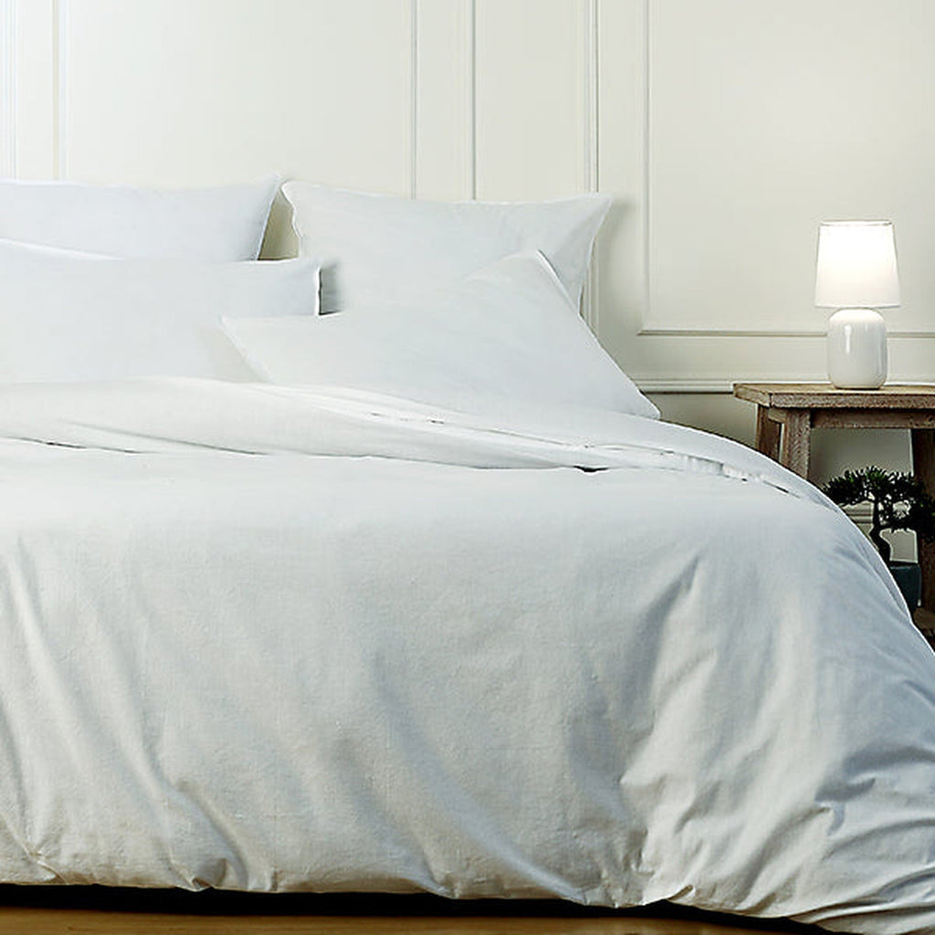 Luna - Juego De Cama + Fundas De Almohada - Algodón Lavado - Blanco