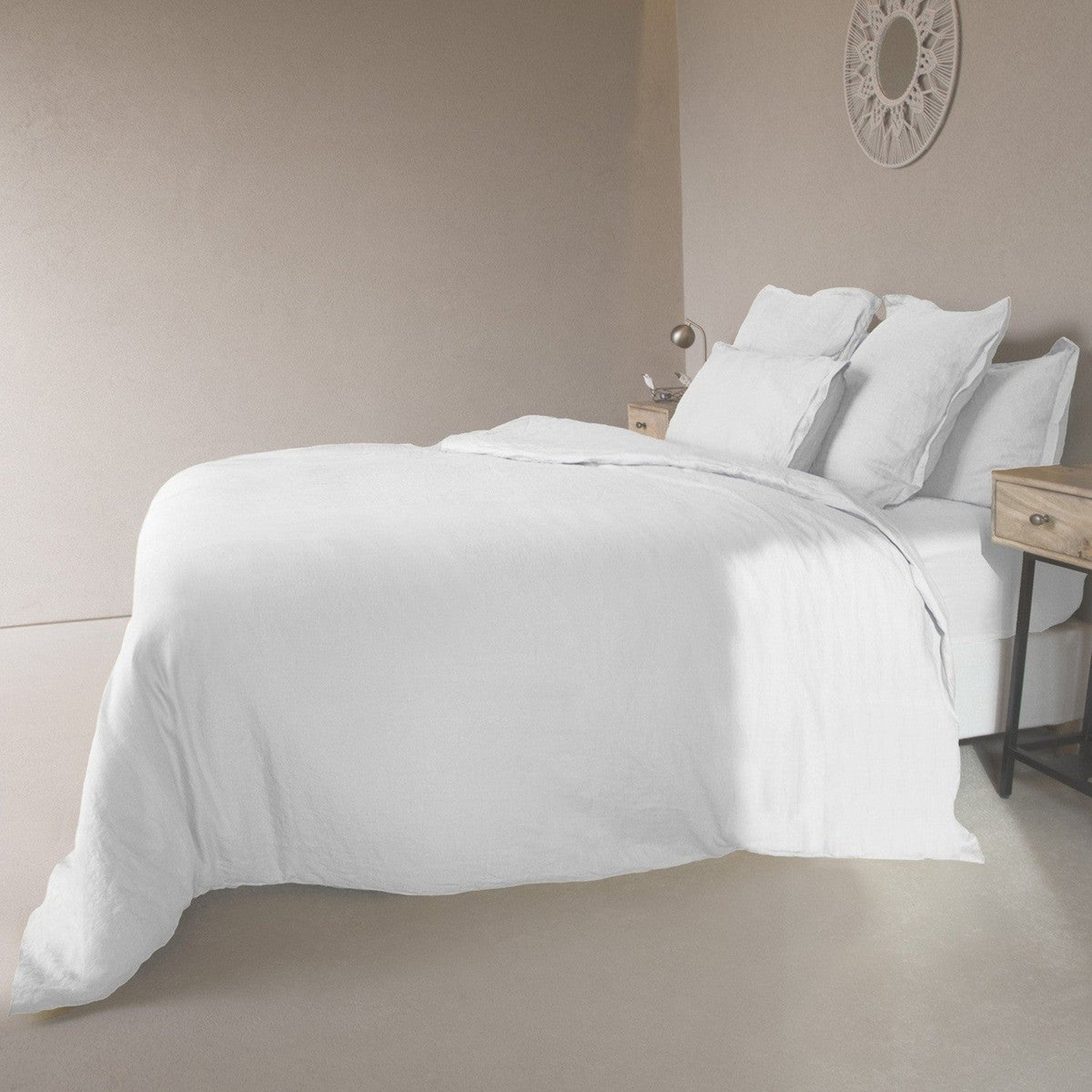 Hortensia - Pack De 2 Fundas De Almohada - Lino Lavado - Blanco