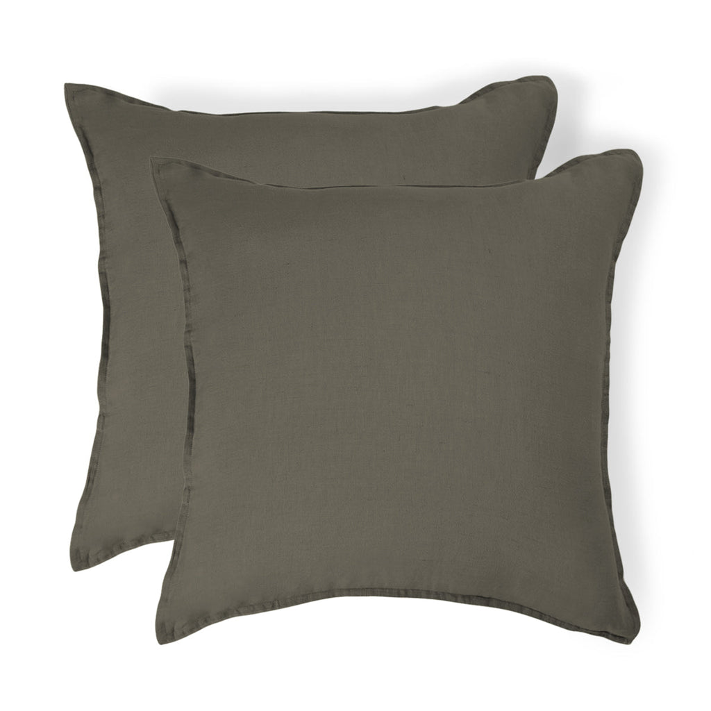 Camille - Pillowcase (X2) - Washed Linen - Khaki Green