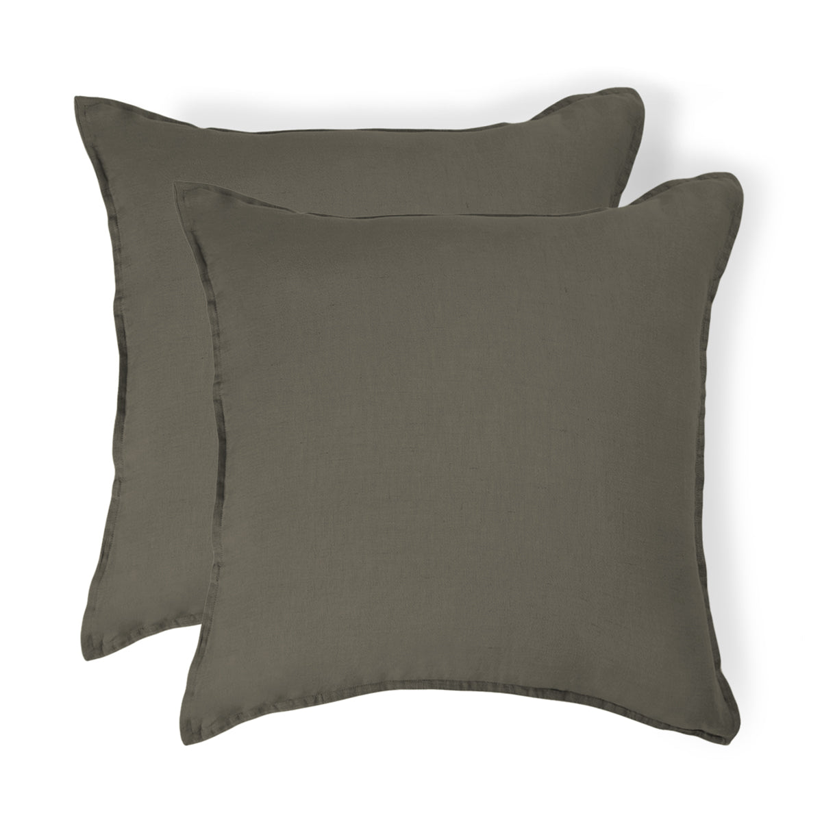 Camille - Pillowcase (X2) - Washed Linen - Khaki Green