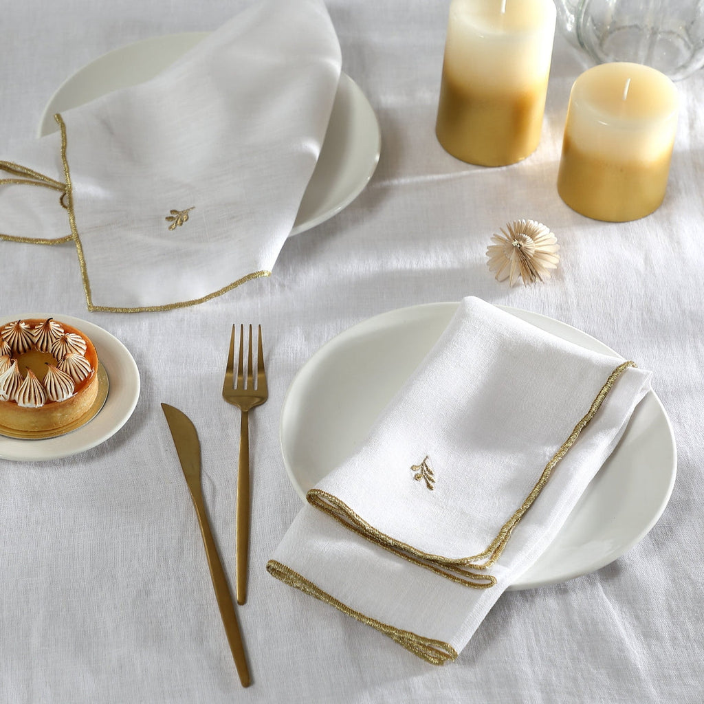 Camille - Nappe - Lin Lavé - Blanc/Or