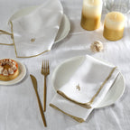 Camille - Nappe - Lin Lavé - Blanc/Or