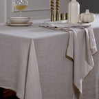 Camille - Mantel + 4 Servilletas - Lino Lavado - Natural/Oro