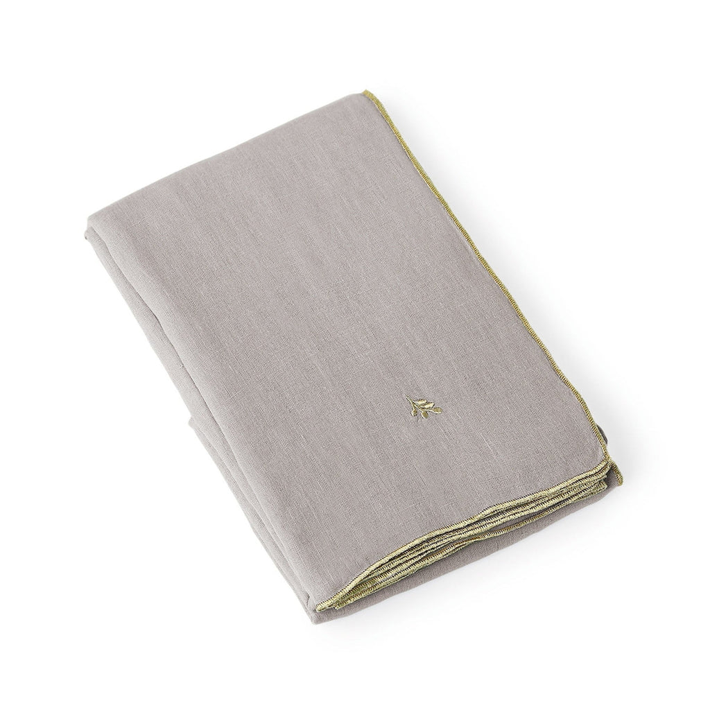 Camille - Mantel + 4 Servilletas - Lino Lavado - Natural/Oro