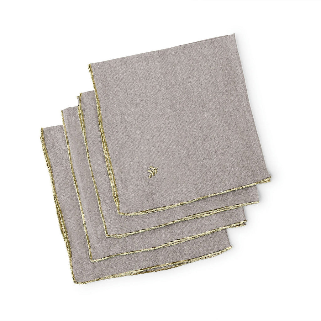 Camille - Mantel + 4 Servilletas - Lino Lavado - Natural/Oro