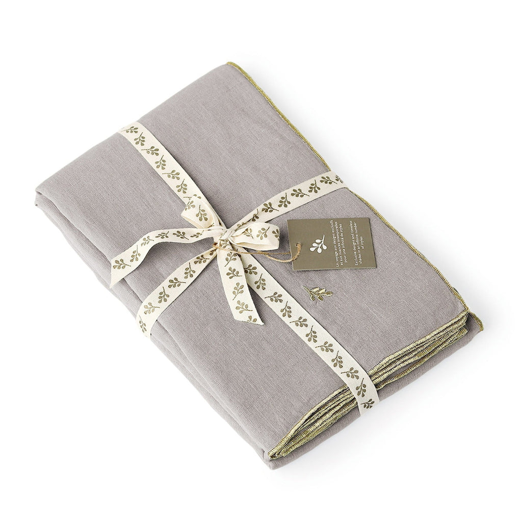 Camille - Mantel + 4 Servilletas - Lino Lavado - Natural/Oro