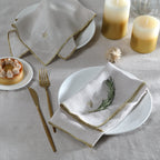 Camille - Lot De 4 Serviettes De Table - Naturel/Or