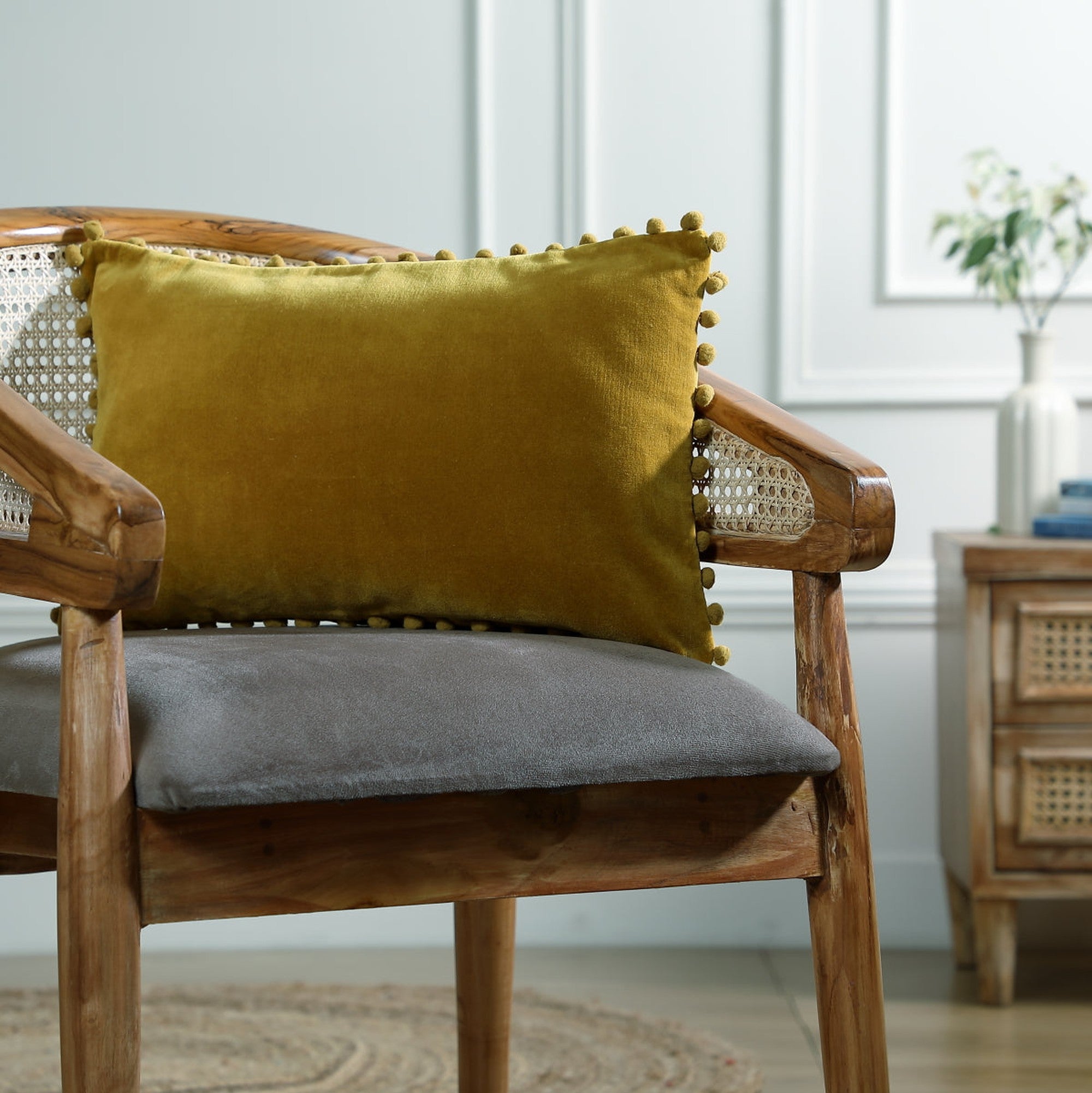 Velvet - Housse De Coussin - Velours De Coton - Jaune Moutarde