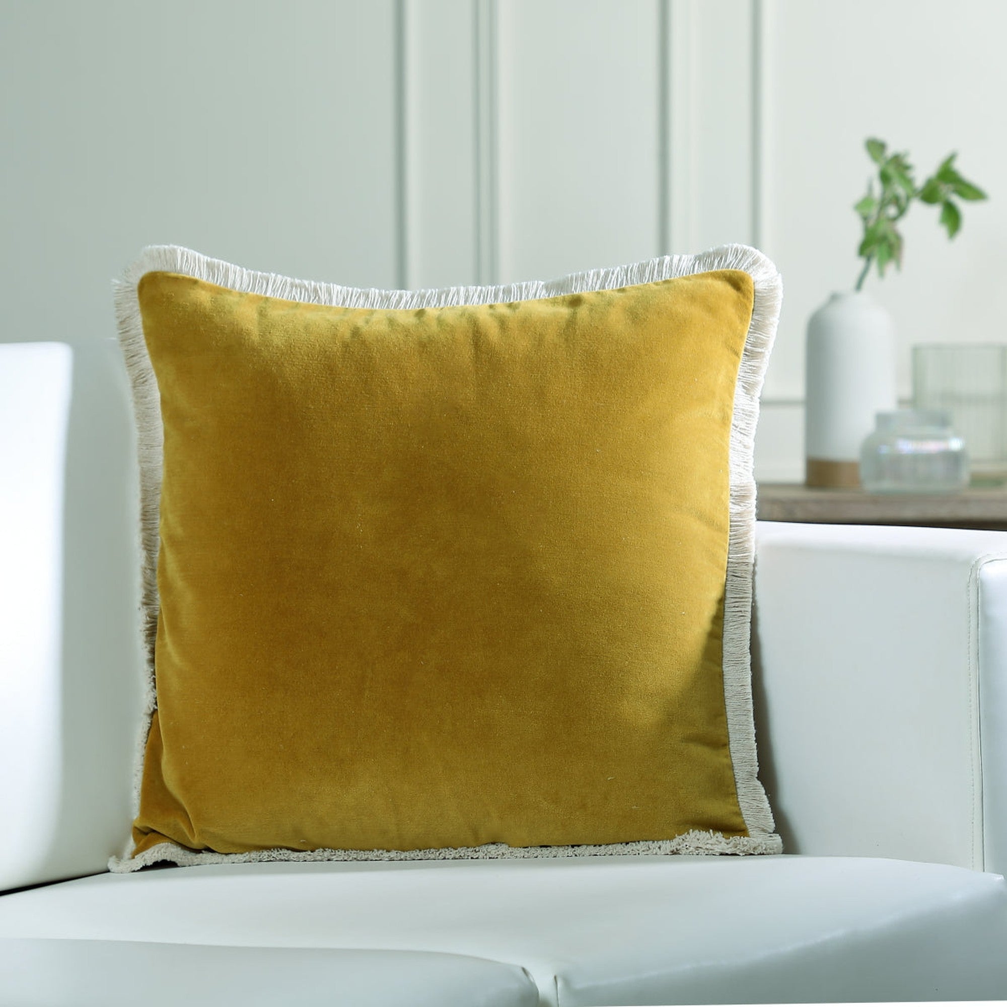 Riva - Cushion Cover - Cotton Velvet - Mustard Yellow