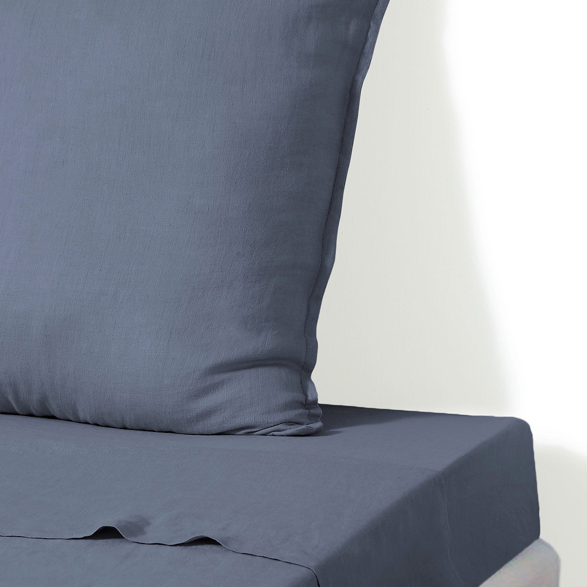 Camille - Flat Sheet - Washed Linen - Storm Blue
