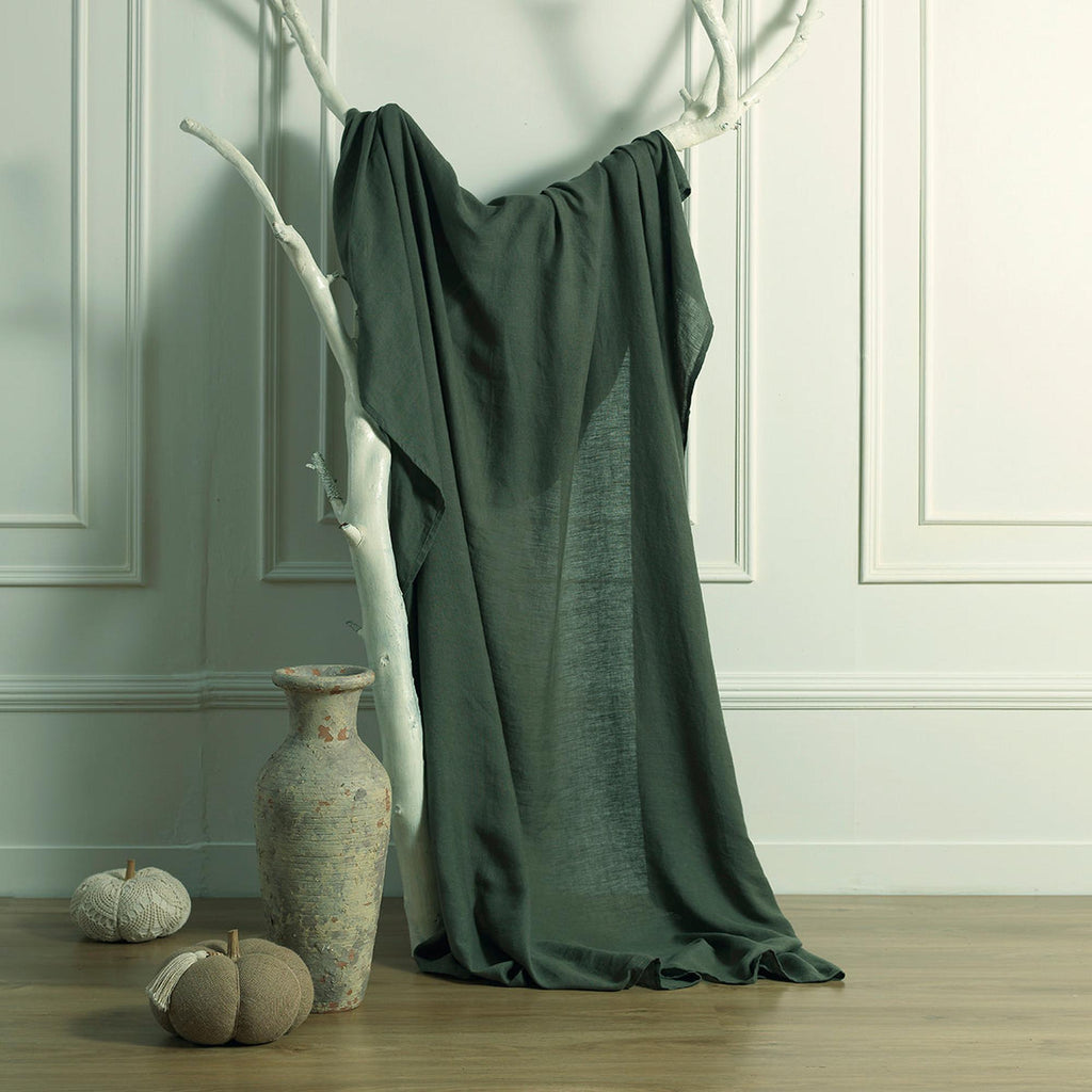 Camille - Cubrecama - Lino Lavado - Verde Caqui