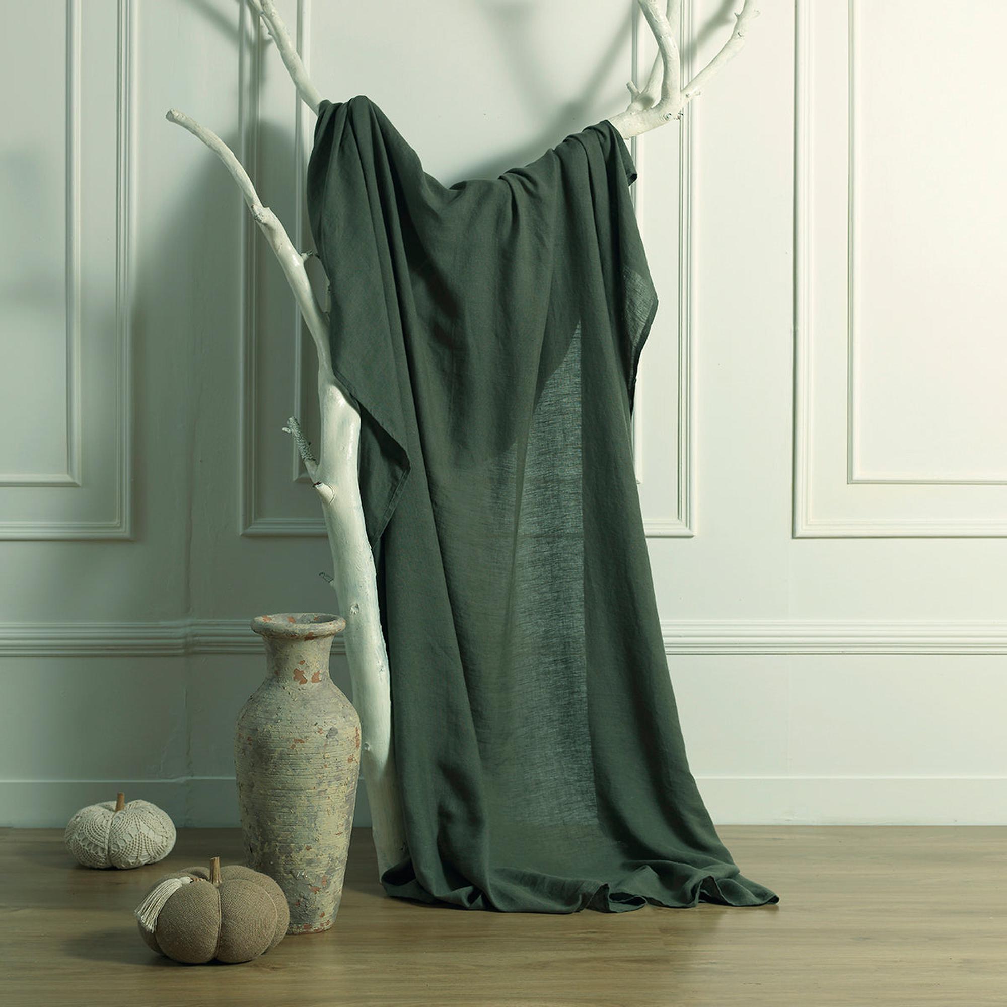 Camille - Cubrecama - Lino Lavado - Verde Caqui