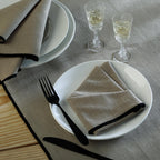 Ernest - Lot De 4 Serviettes De Table - Naturel/Noir