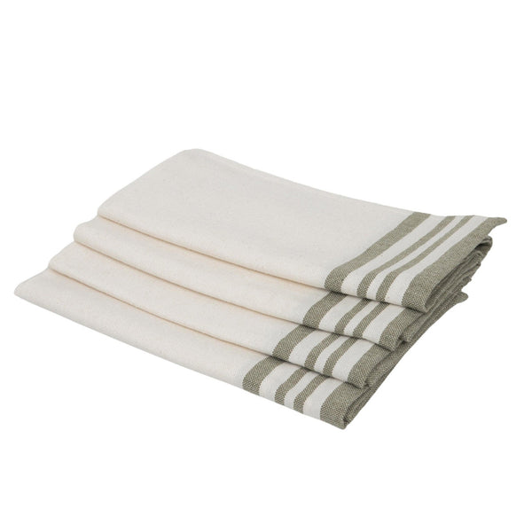 Mahdia - Set of 4 Napkins - White/Olive Green