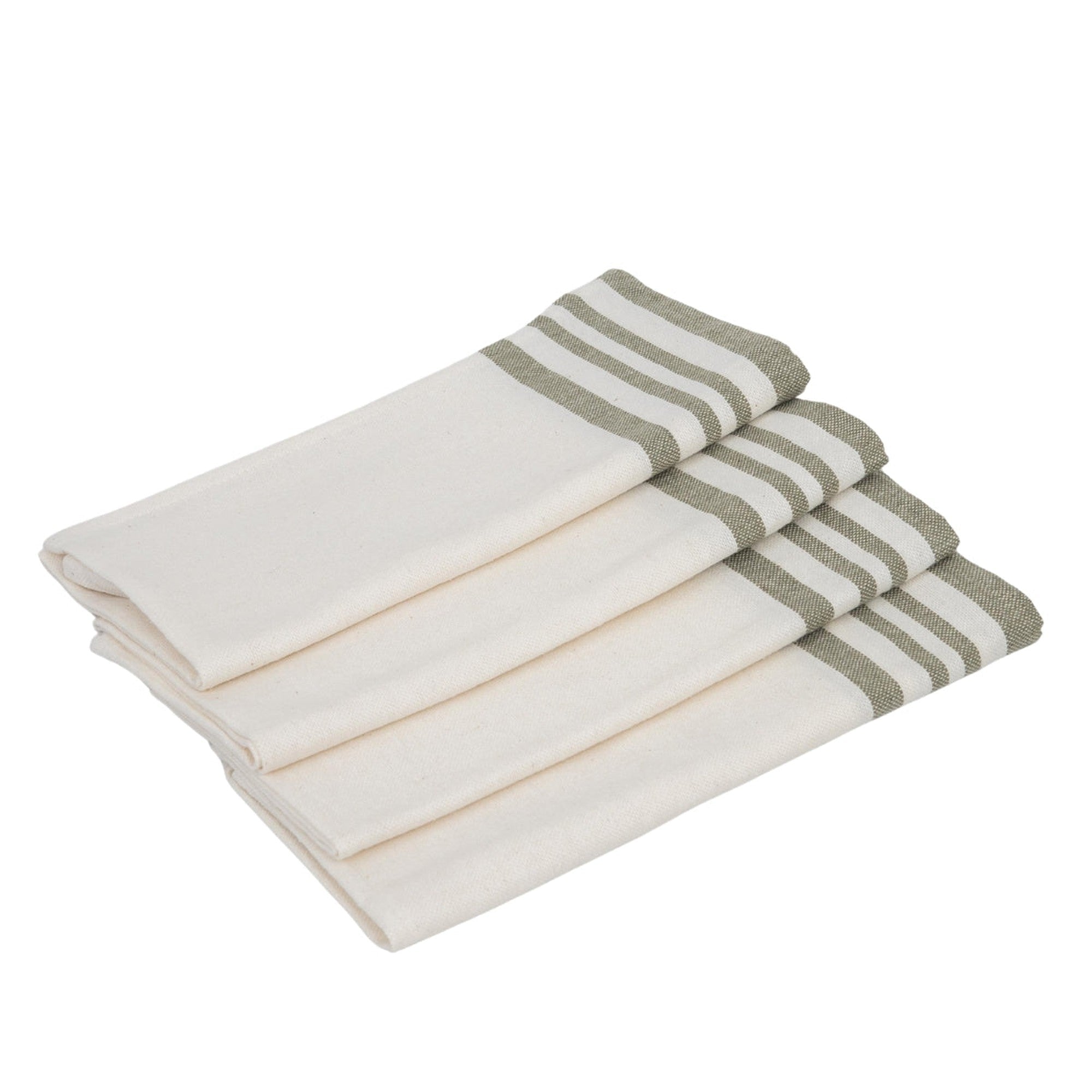 Mahdia - Set of 4 Napkins - White/Olive Green