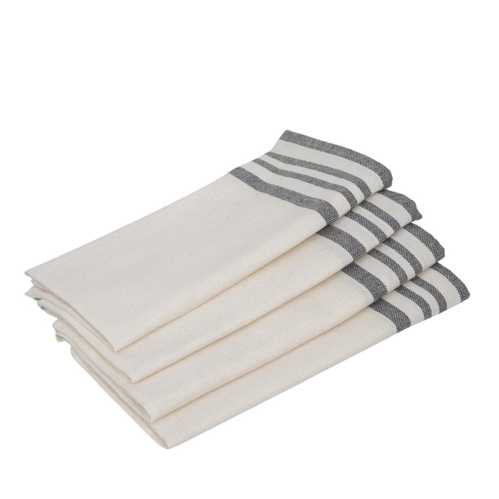Mahdia - Lot De 4 Serviettes De Table - Blanc/Gris Moyen