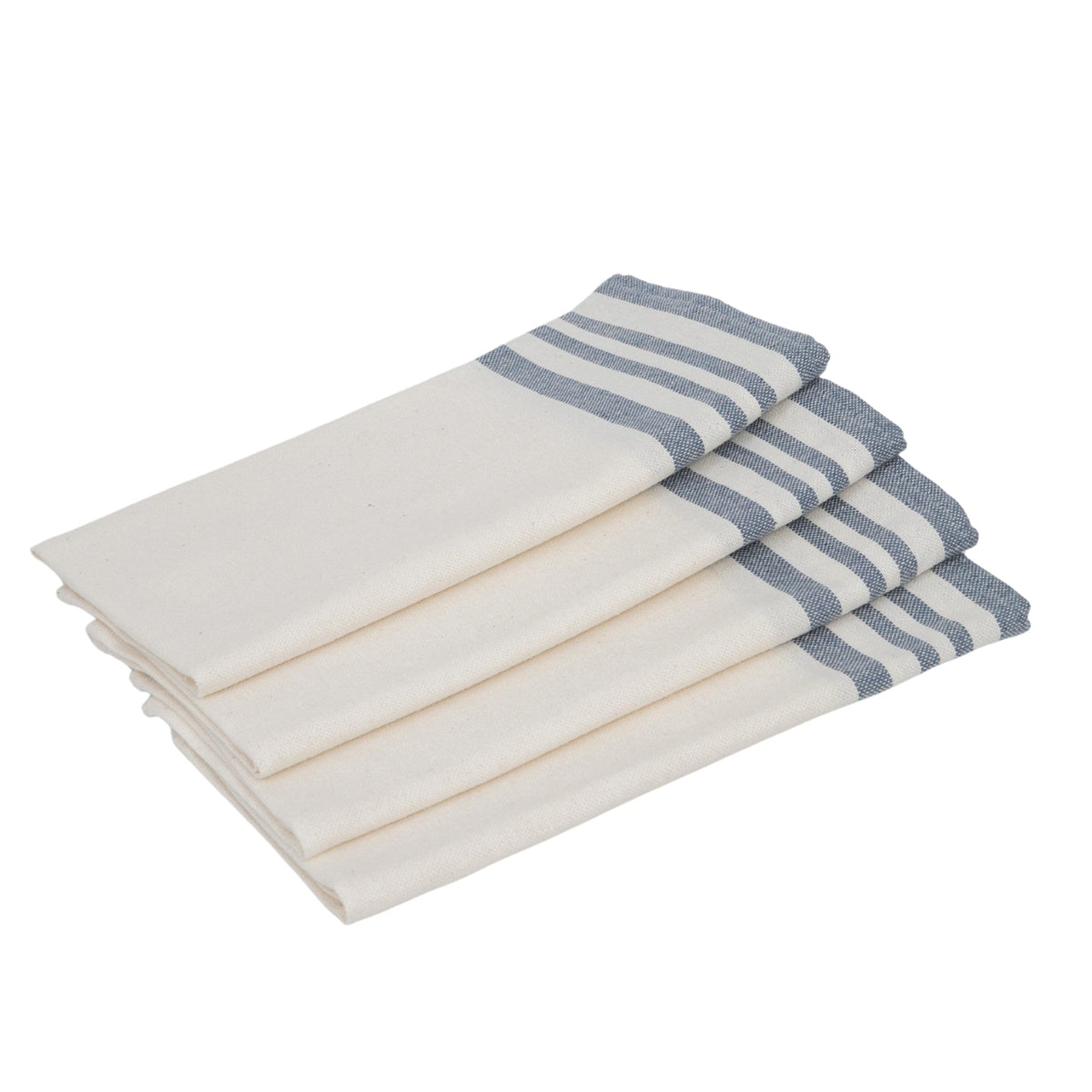 Mahdia - Set De 4 Servilletas De Mesa - Blanco/Azul Vaquero