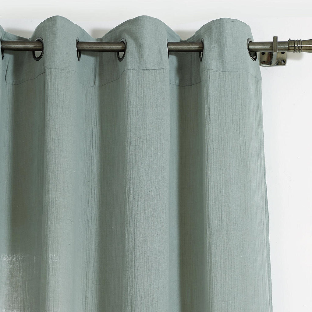 Carla - Eyelet Curtain - Cotton Gauze - Celadon Green