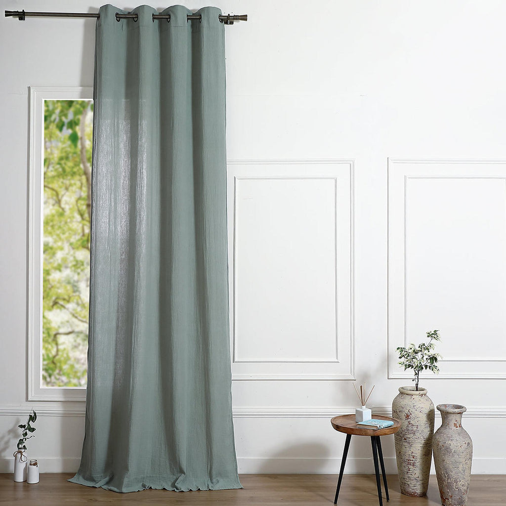 Carla - Eyelet Curtain - Cotton Gauze - Celadon Green