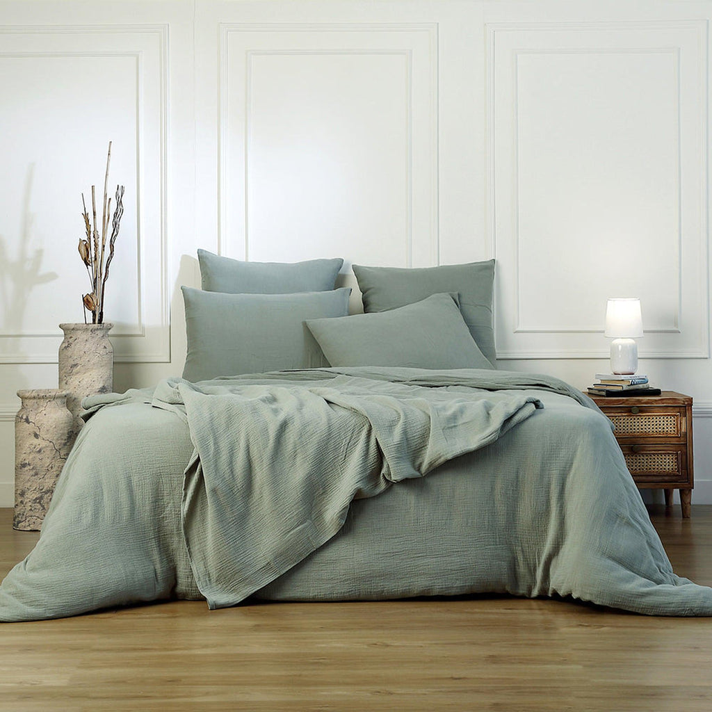 Carla - Juego De Cama - Gasa De Algodón - Verde Céladon