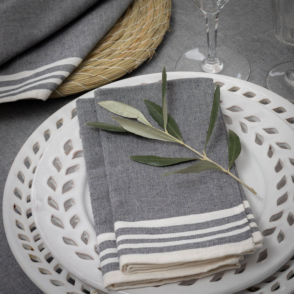 Mahdia - Tablecloth + 4 Napkins - Medium Gray