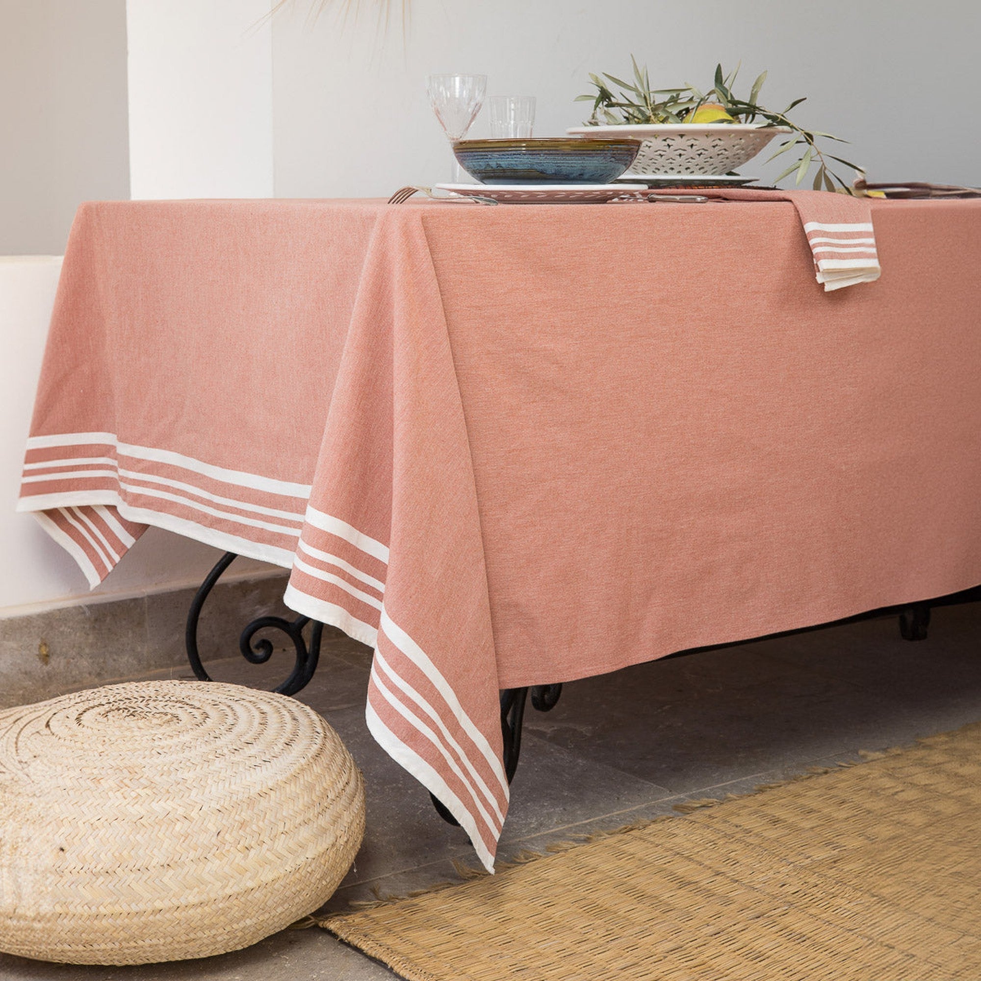Mahdia - Mantel + 4 Servilletas - Tomette Rojo