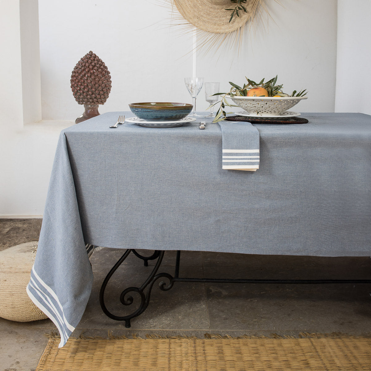 Mahdia - Juego De Mesa - Algodón - Azul Denim
