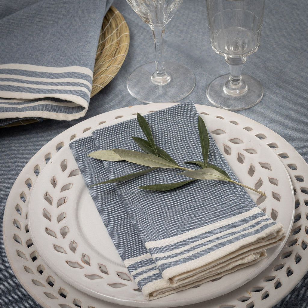 Mahdia - Mantel + 8 Servilletas - Jean Azul