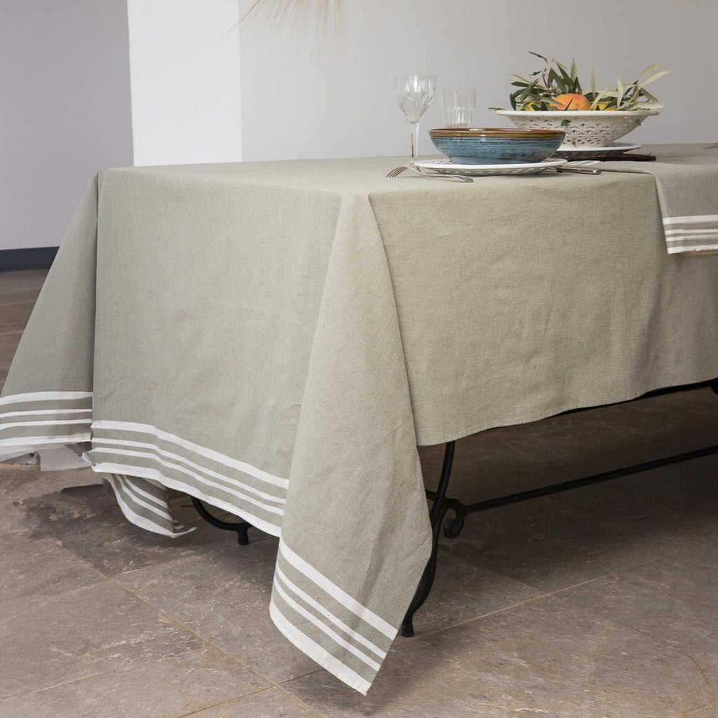 Mahdia - Mantel + 8 Servilletas - Verde Oliva