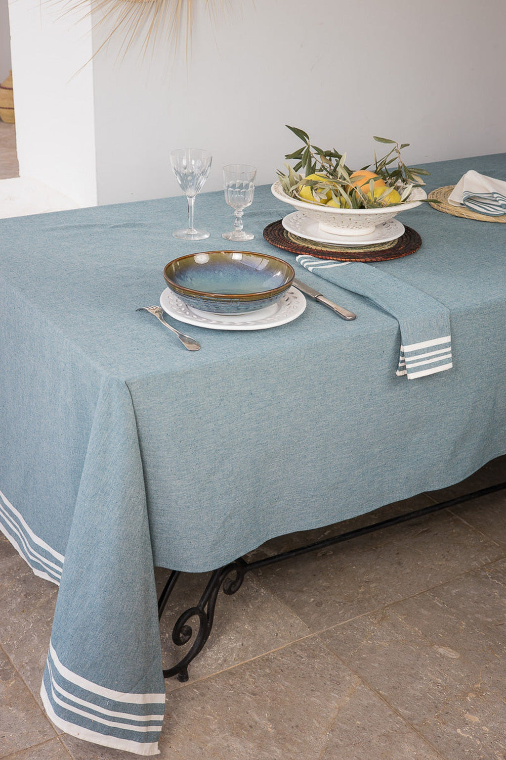 Mahdia - Nappe - Coton - Bleu Pétrole