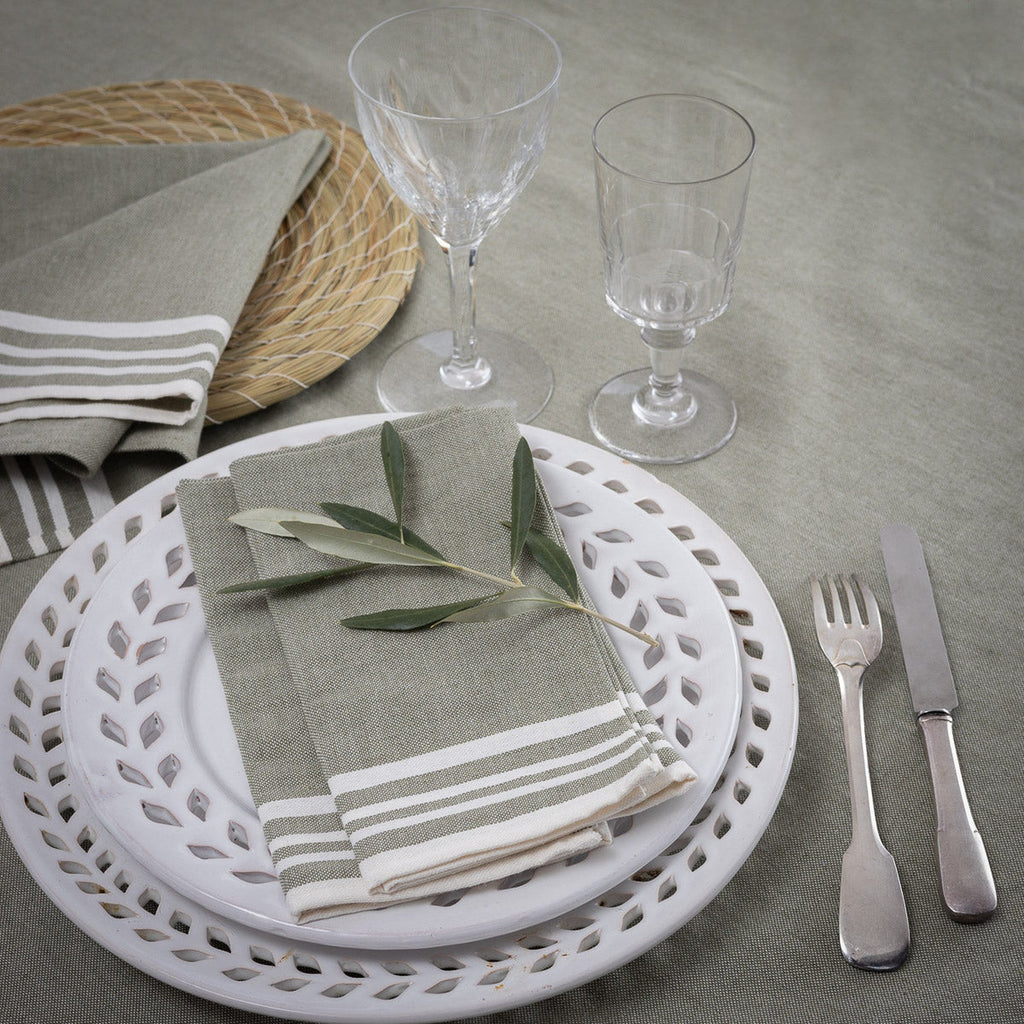 Mahdia - Lot De 4 Serviettes De Table - Vert Olive