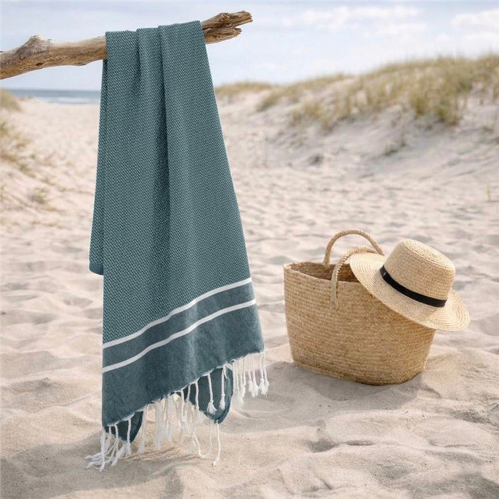 Sienna - Fouta Jacquard - Bleu Pétrole
