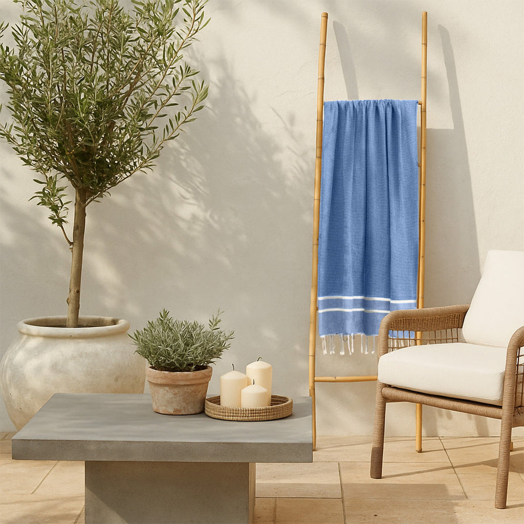 Sienna - Fouta Jacquard - Bleu Grec