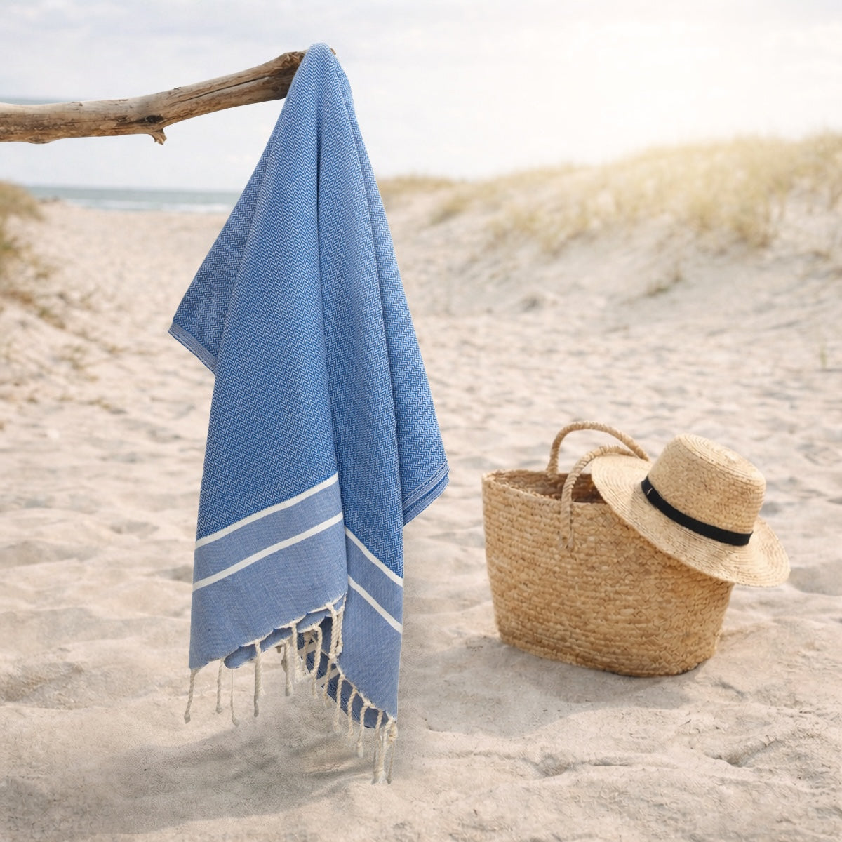 Sienna - Fouta Jacquard - Bleu Grec