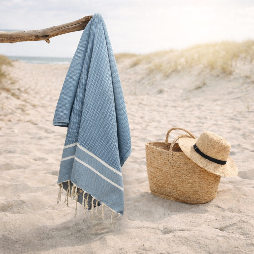 Sienna - Fouta Jacquard - Bleu Orage