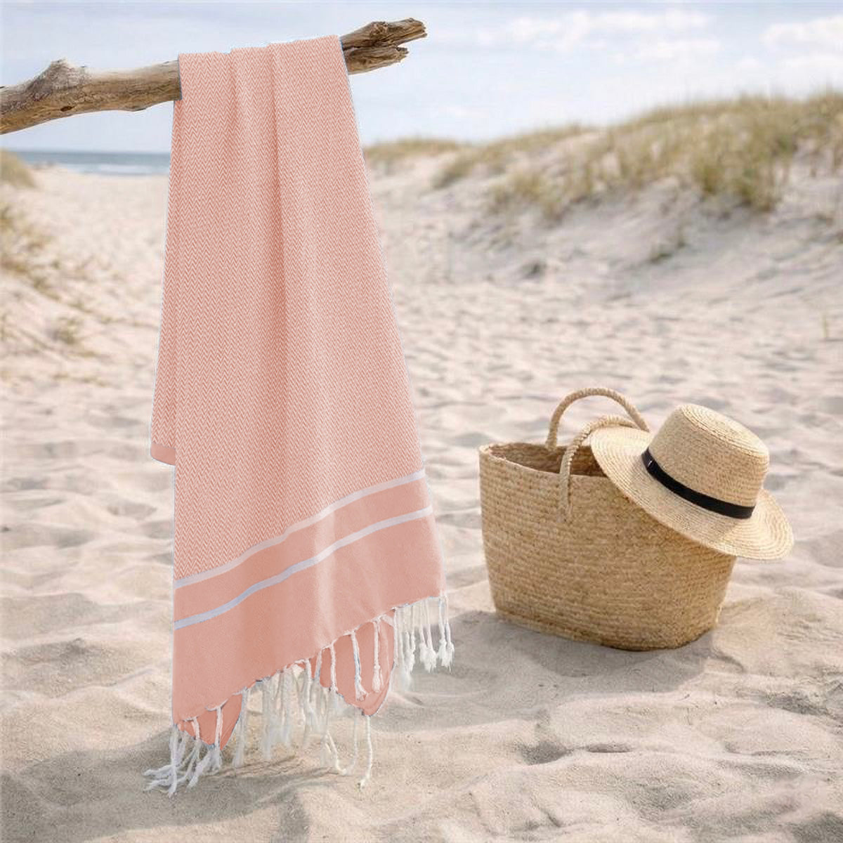 Sienna - Fouta Jacquard - Rose Poudré