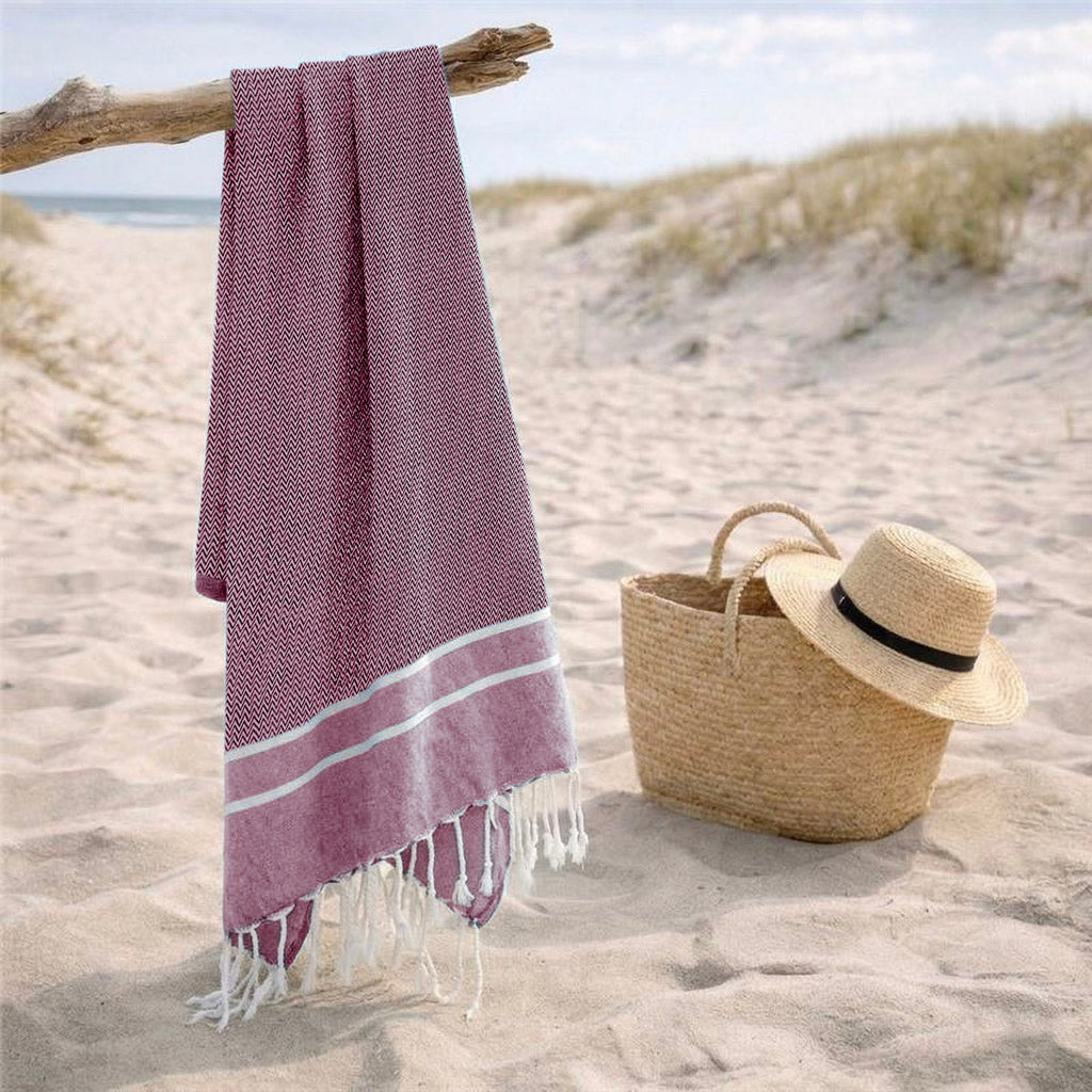 Sienna - Fouta Jacquard - Rojo Burdeos