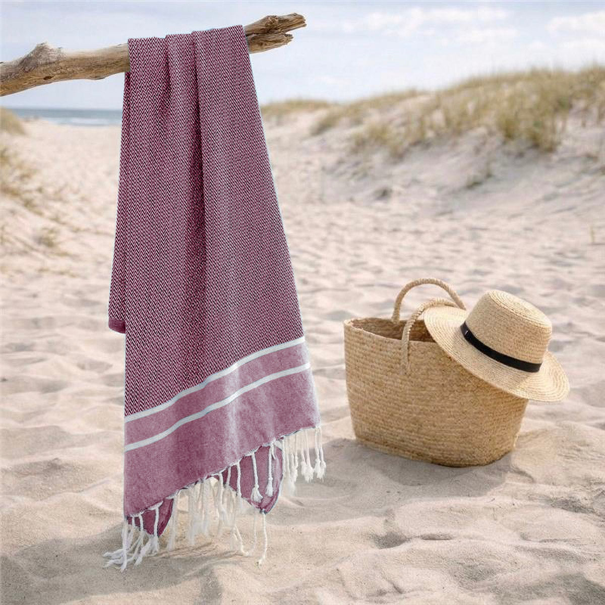 Sienna - Fouta Jacquard - Rojo Burdeos