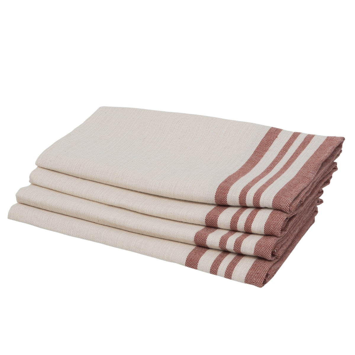 Guetary - Set of 4 Napkins - Linen Beige/Tomette Red