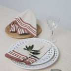 Guetary - Set of 4 Napkins - Linen Beige/Tomette Red