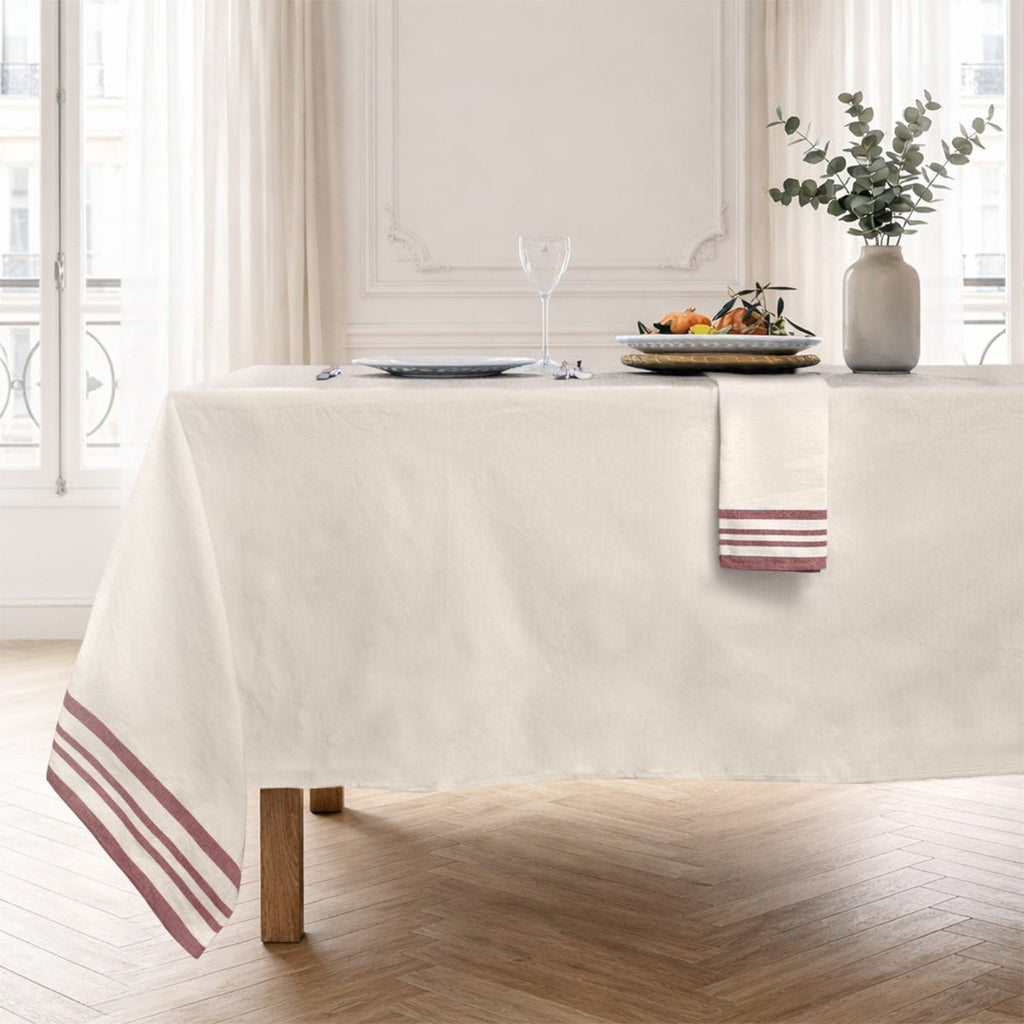Guetary - Set of 4 Napkins - Linen Beige/Tomette Red