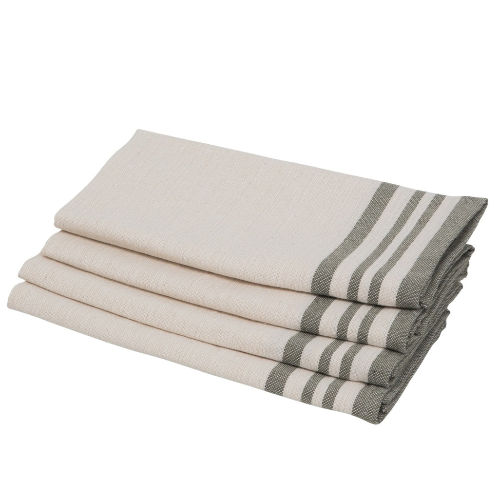 Guetary - Juego de 4 Servilletas - Lino Beige/Verde Oliva