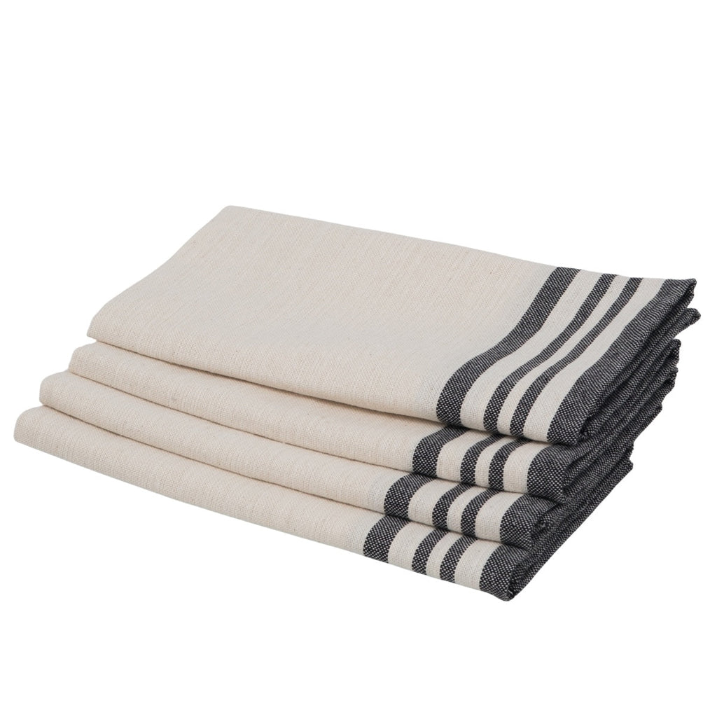 Guetary - Juego de 4 Servilletas - Lino Beige/Negro