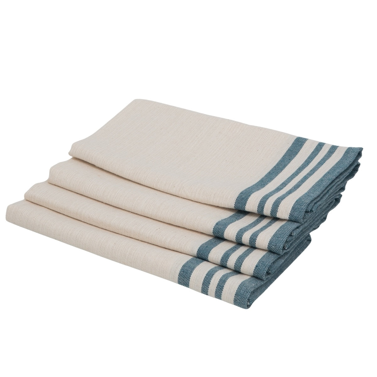Guetary - Set of 4 Napkins - Linen Beige/Petrol Blue