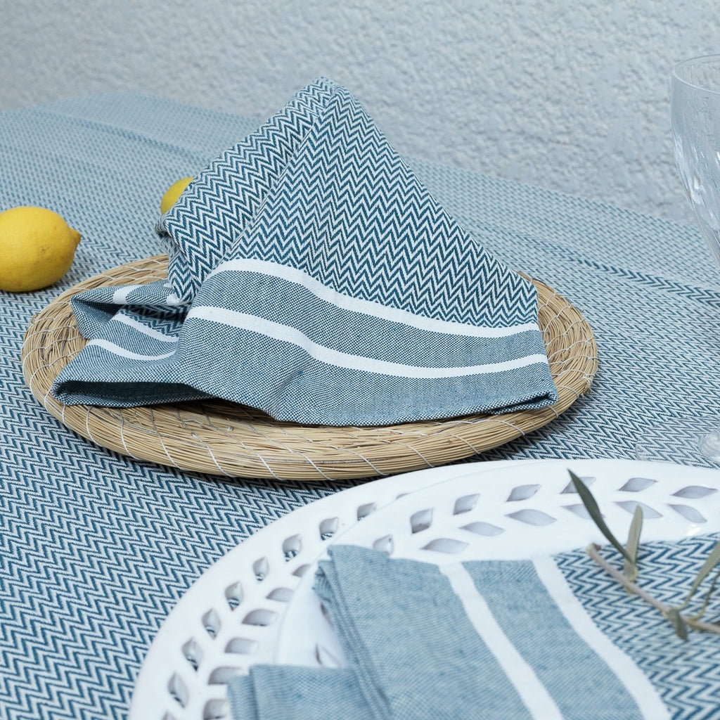 Sienna - Mantel + 4 Servilletas - Azul Petróleo