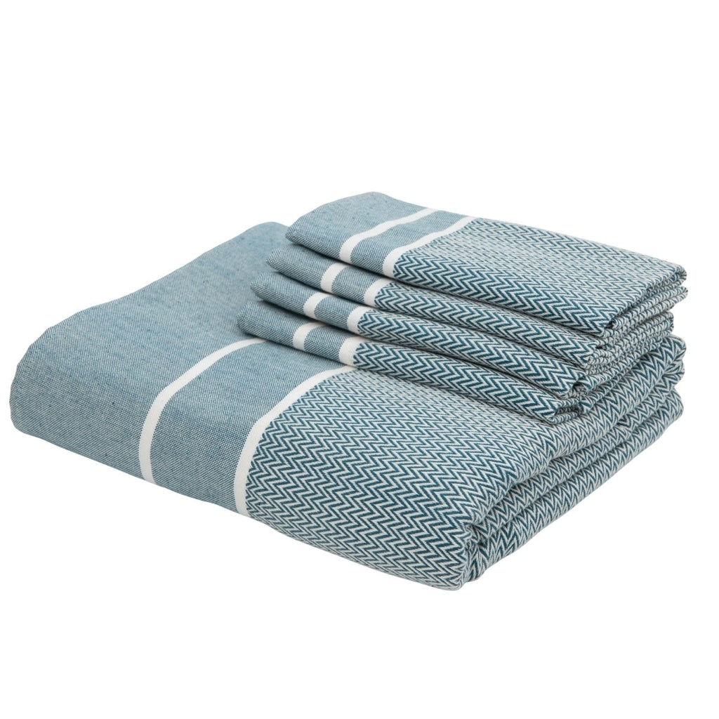 Sienna - Mantel + 8 Servilletas - Azul Petróleo