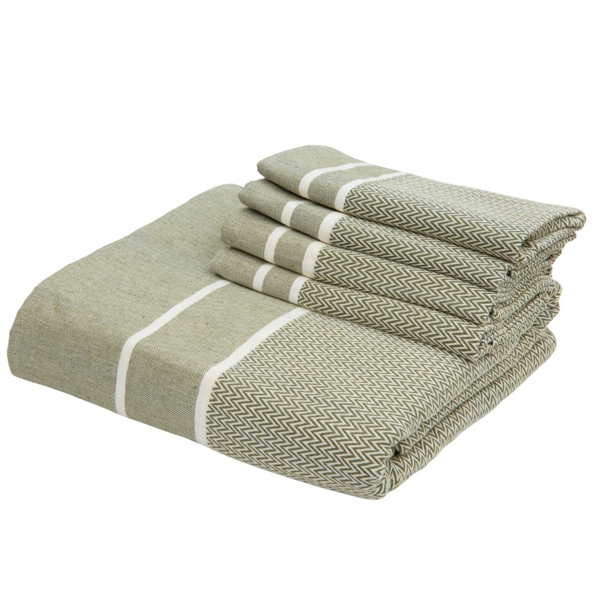 Sienna - Tablecloth + 8 Napkins - Olive Green