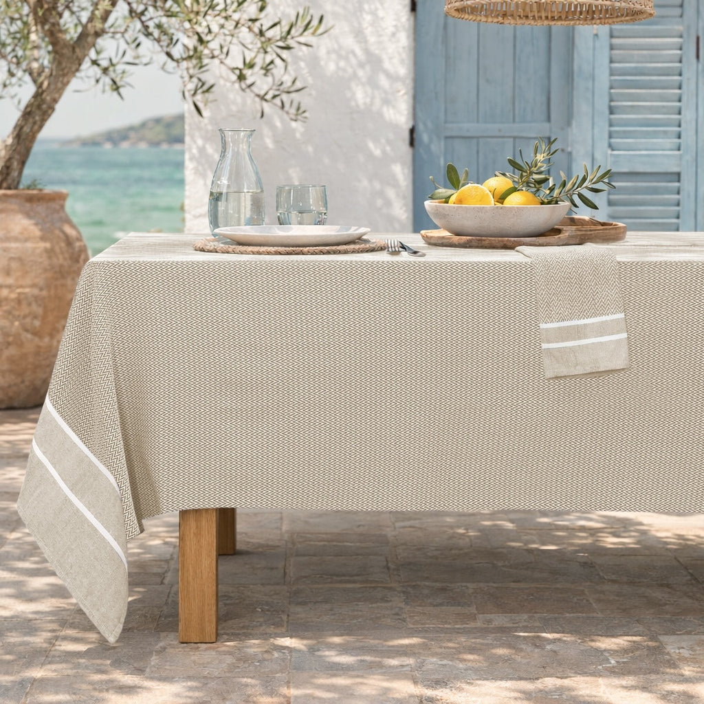 Sienna - Tablecloth + 8 Napkins - Beige