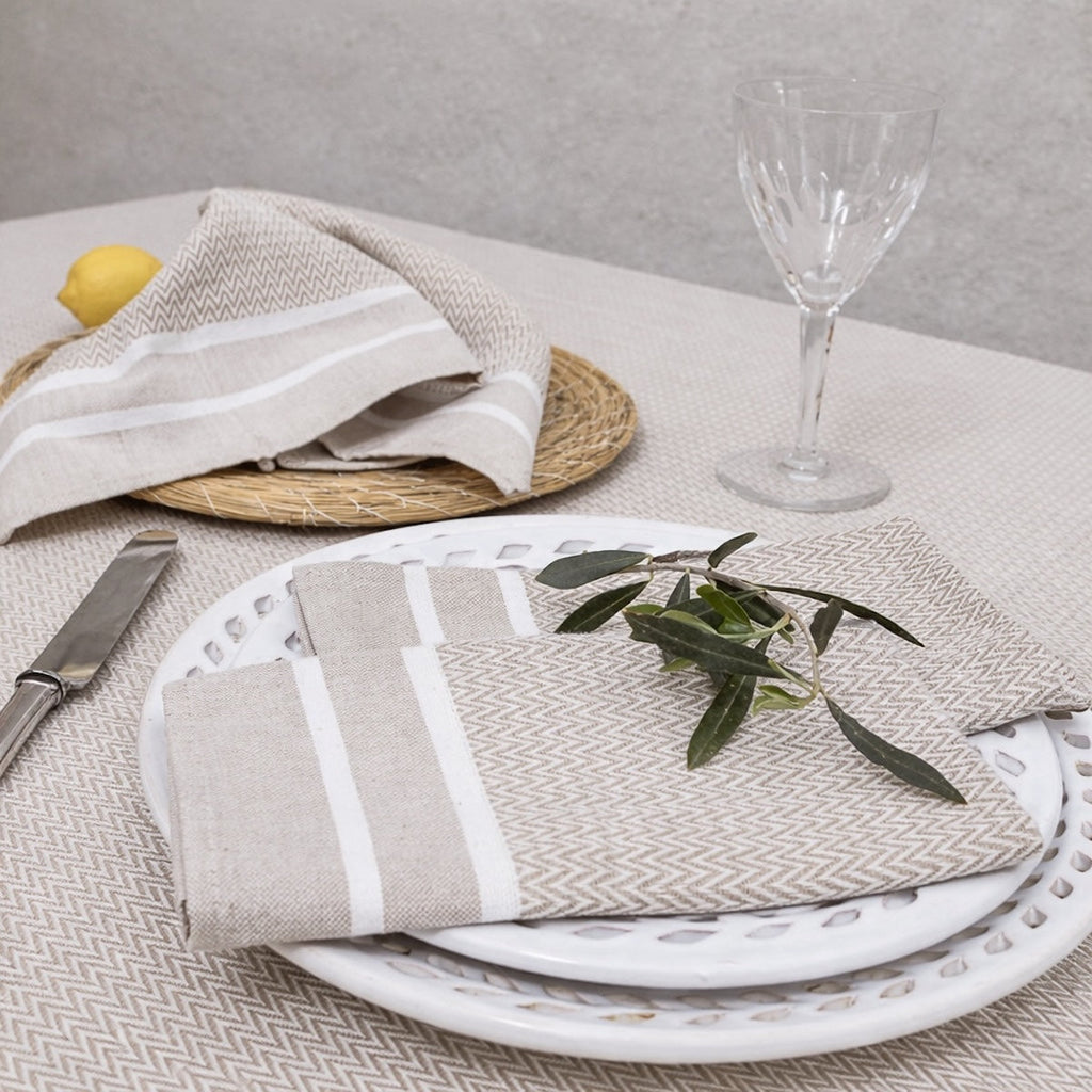 Sienna - Tablecloth + 8 Napkins - Beige