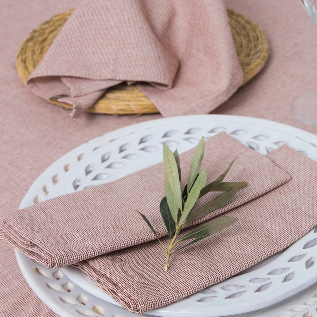 Colette - Nappe + 8 Serviettes - Rouge Tomette